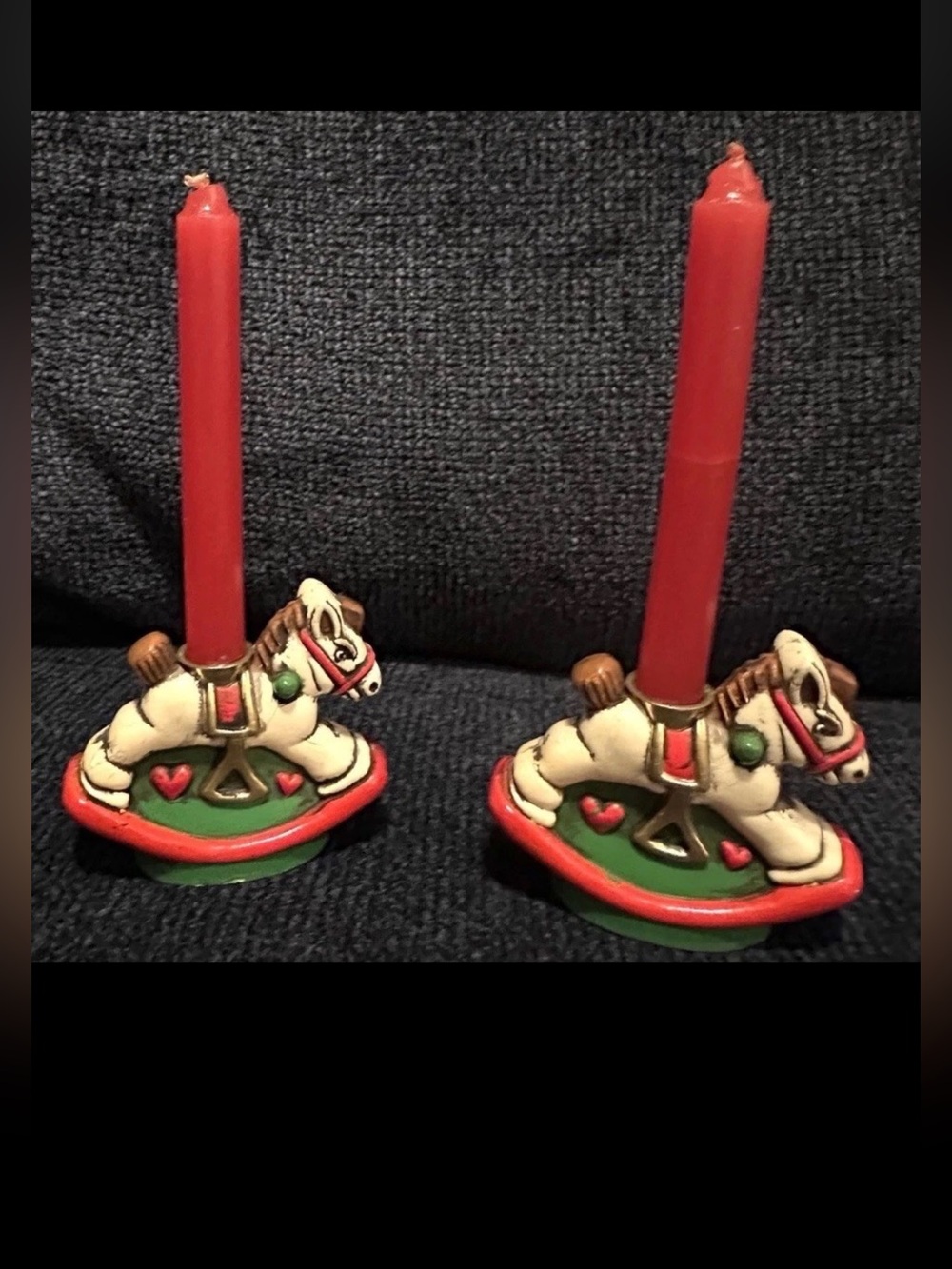Vintage Rocking Horse Holiday Candle Holders - NEW IN BOX